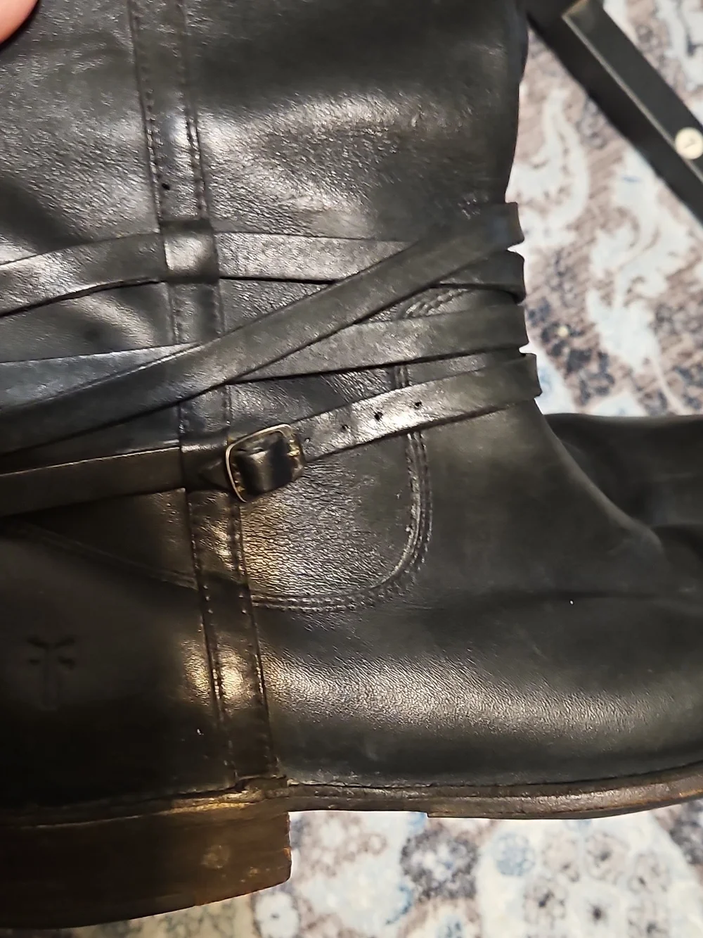 FRYE AND CO. Black Leather Knee-High Heeled Boots - Picture 13 of 16